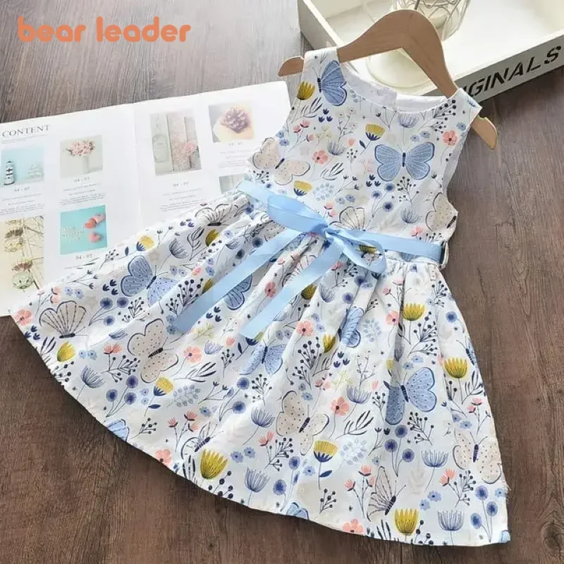 Bear Leader Summer New Flower Printed Children's Clothing Fashion Simple Princess Dress Korean Version Girls Casual Dresses