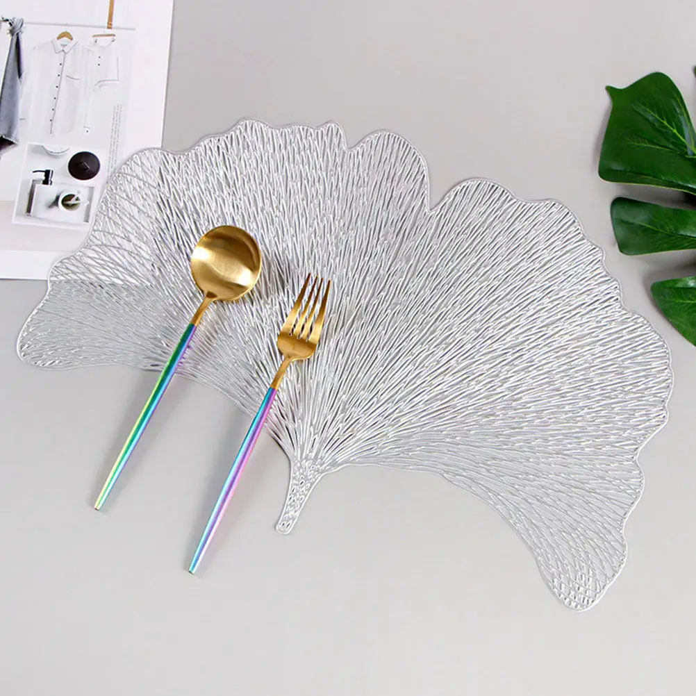 Ginkgo Leaf Table Mat Set – 2pcs Heat-Resistant Placemats for Cups, Plates & Home Decoration