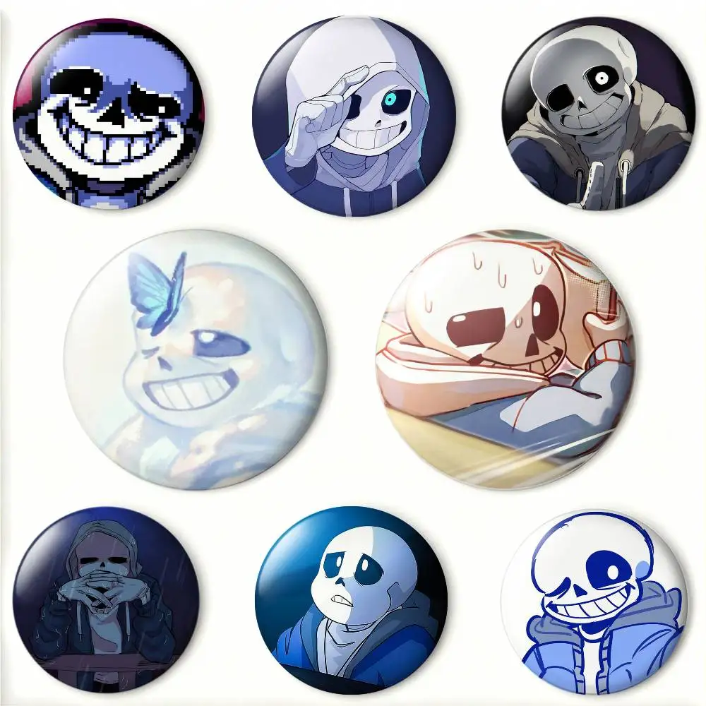 S-Sans U-Undertale Game   Laser Badge Creative Pins Brooch for Bag Clothes Hat Decor Gifts Fans Collect