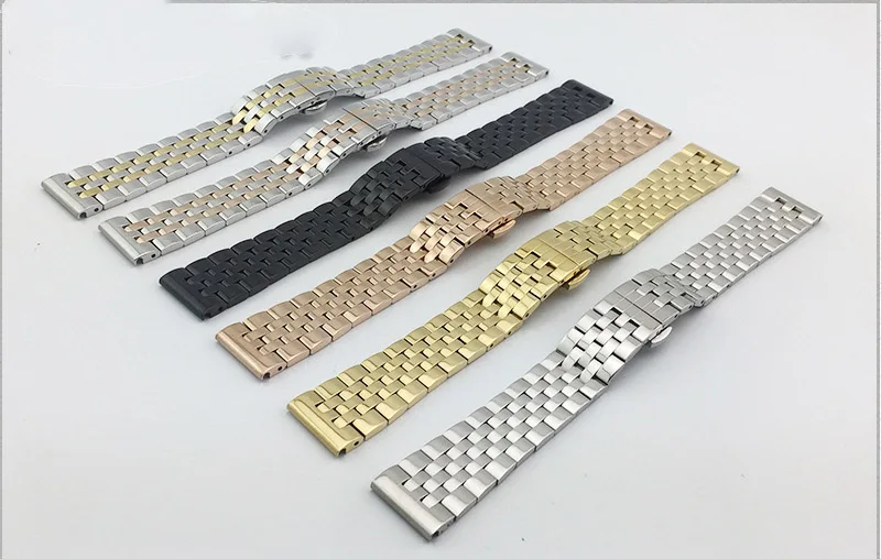 Stainless Steel Straps 12mm 14mm 16mm 18mm 19mm 20mm 21mm 22mm Curved End Watch Band Universal Bracelet Wristband Accessories