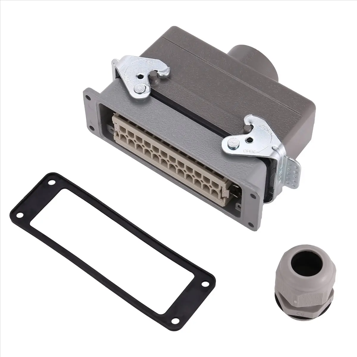 【CYBER MONDAY】Rectangular H24B-He-024-1 Heavy Duty Connectors Power 24 Pin Cores Line 16A 500V Screw Feet Aviation Plug Socket,1