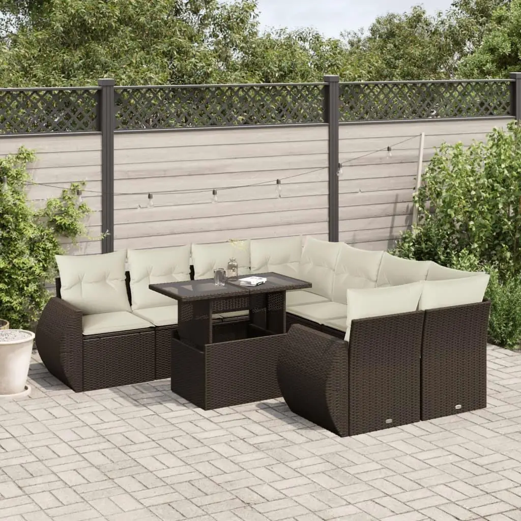 

Garden Sofa Set Outdoor Furniture Brown and Cream White Stylish Comfortable Durable Seating for Patio Balcony Garden Decor