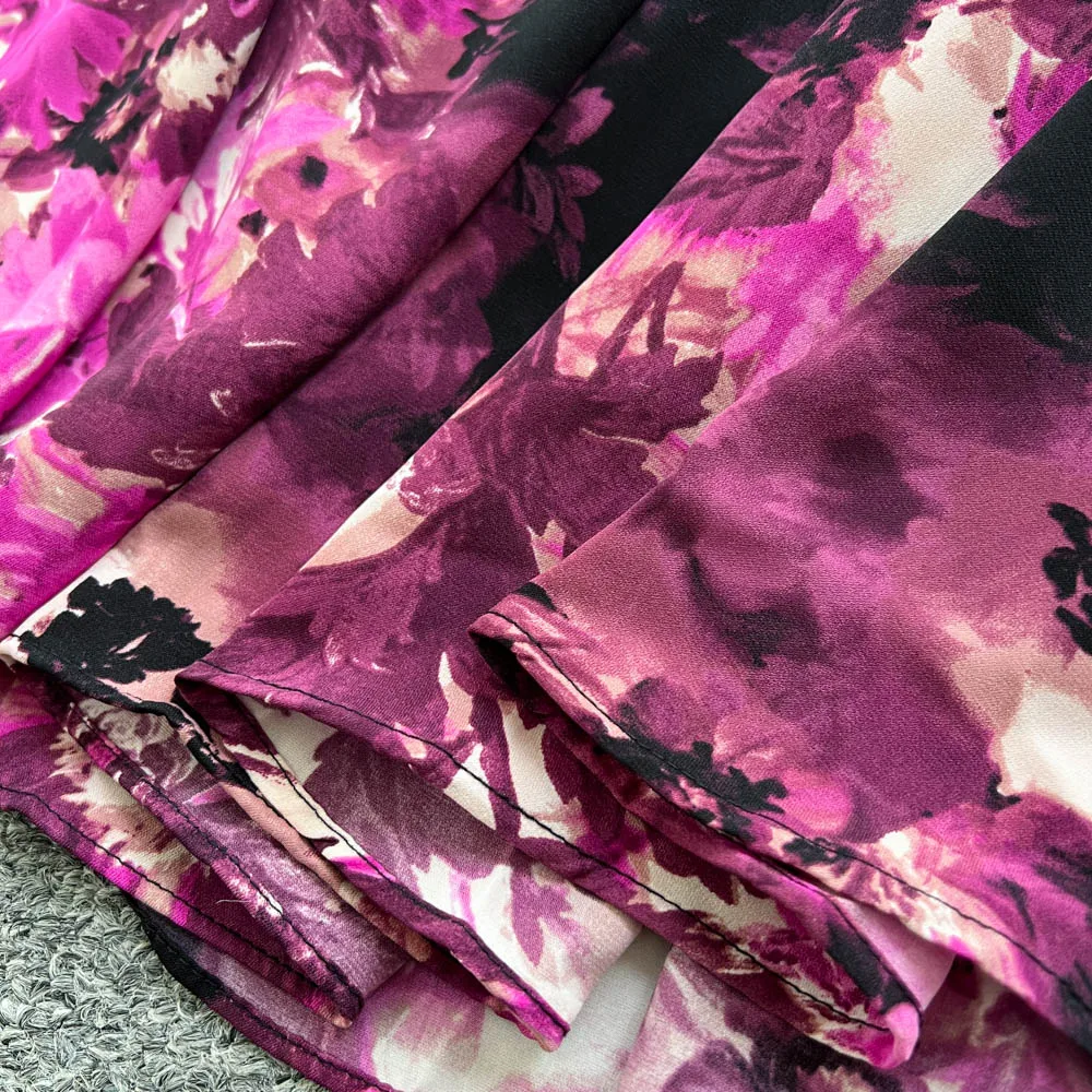 Chic vintage lanterne manches imprimer mince élégant fée mode coréenne Boho robe d'été femmes vêtements robe longue