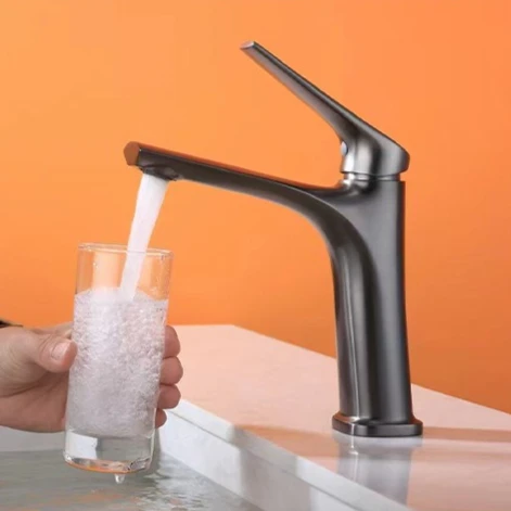 

Single Handle Bathroom Mixer Faucets Hot and Cold Water Tap Deck Mounted Household Countertop WashBasin Sink Faucet