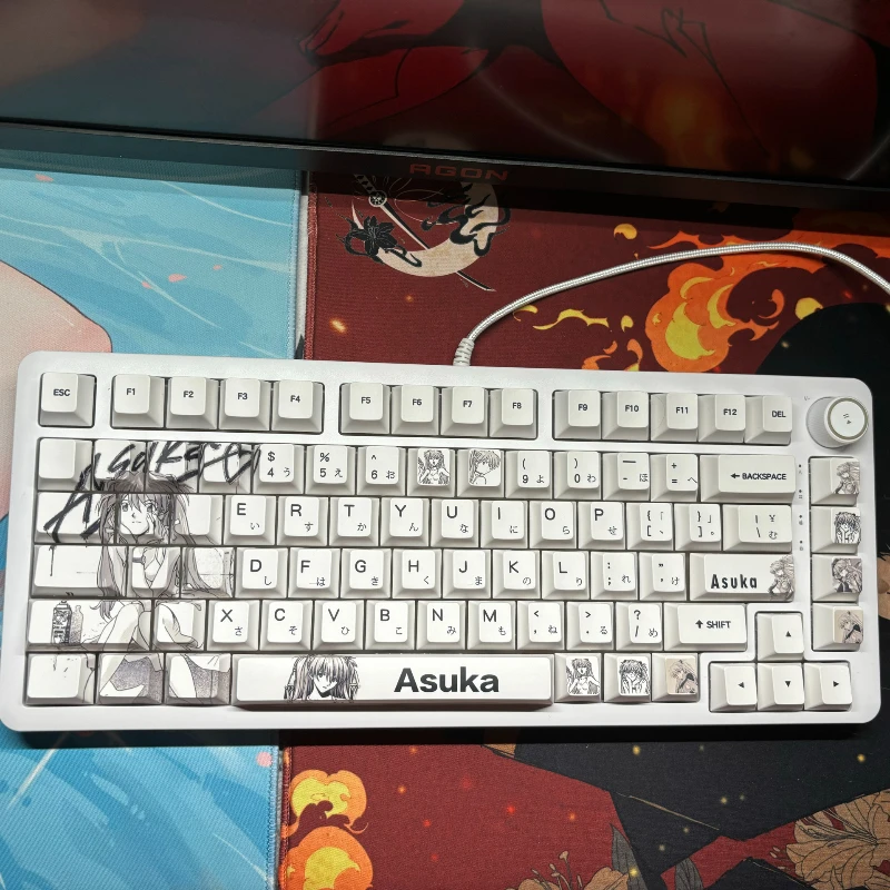 Anime Keycaps EVA Asuka Thema Keycap Cherry Profiel Compatibel met Wooting Ez63 Made68 Night Demon Mechanische Toetsenbord Keycaps