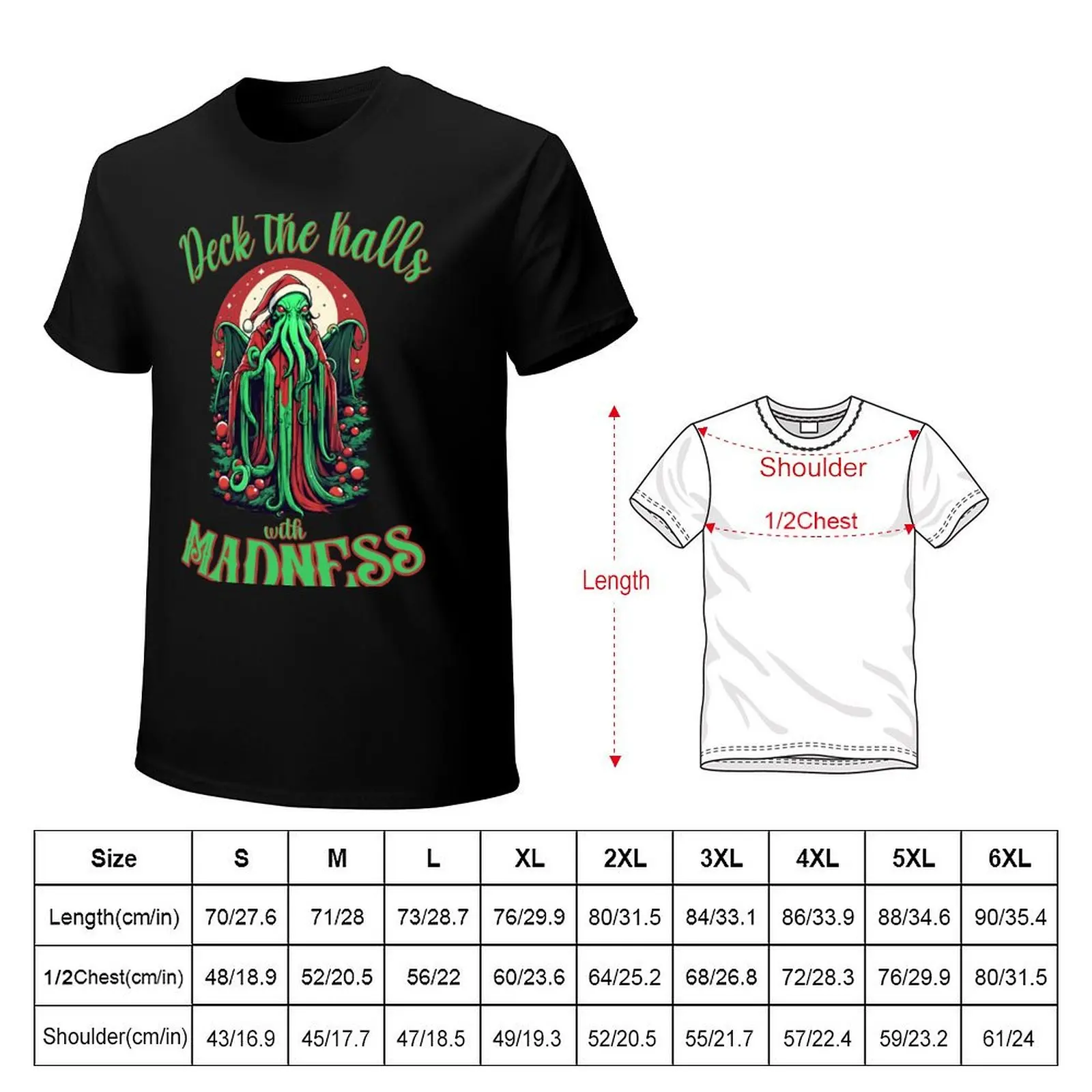Cthulhu Xmas - Deck the halls with MADNESS T-Shirt Casual Simple Design Short Sleeve Shirt