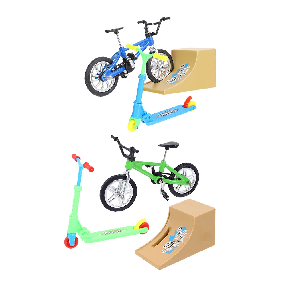 2 juegos de Mini rampa para bicicleta, juguetes deportivos para la yema del dedo, mesa, juego competitivo, monopatín