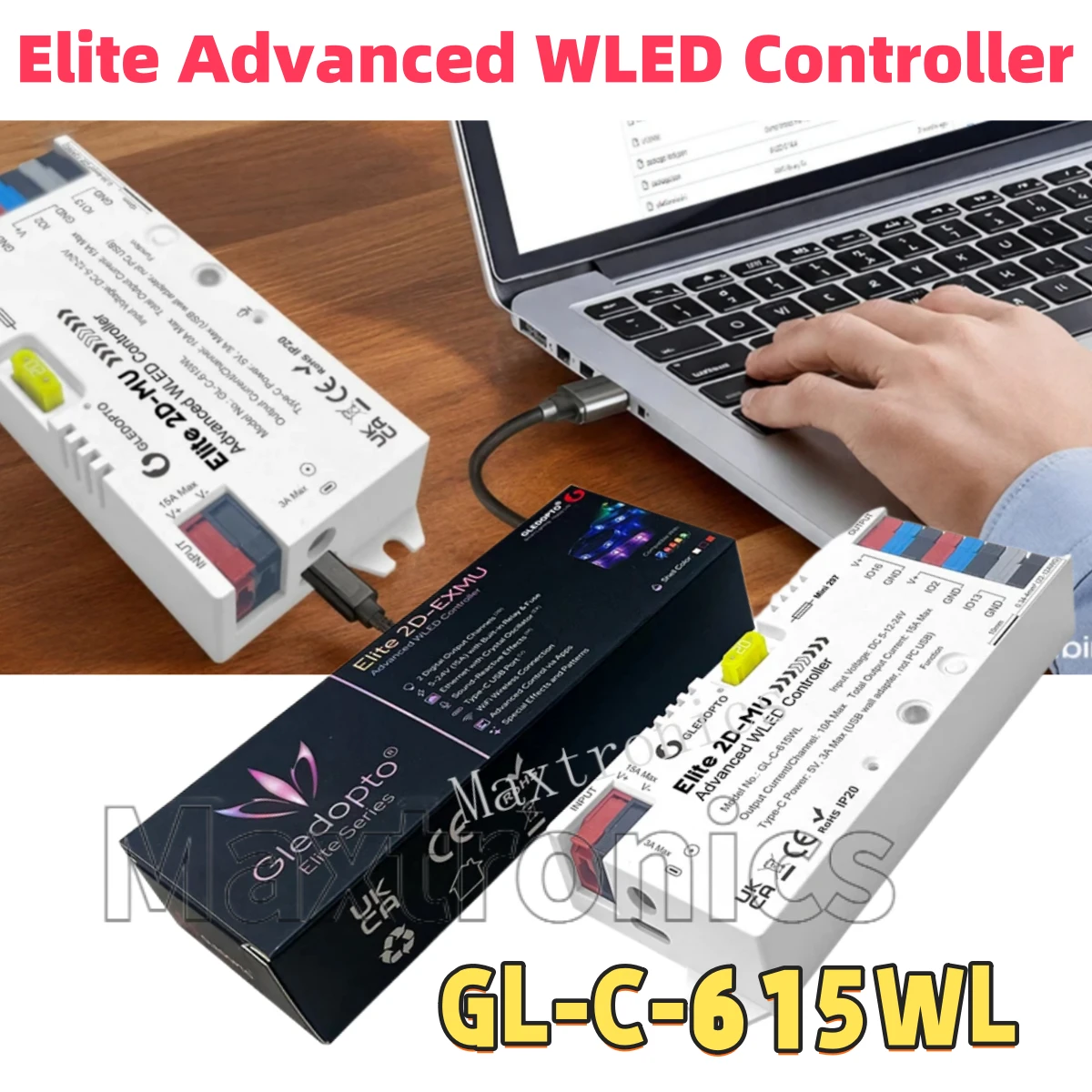 

NEW GLEDOPTO RGB/ RGBW/ RGBCCT Elite Advanced WLED Controller Dynamic Mic Sound Reactive 20A Fuse For SK6812 WS2813 WS2812 Strip