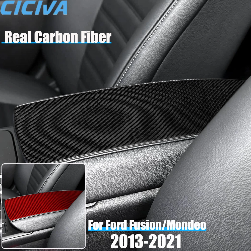 

Настоящее углеродное волокно, автомобильные аксессуары, центральный подлокотник, накладка, мягкая наклейка для Ford Fusion/Mondeo 4-го поколения 2013-2021