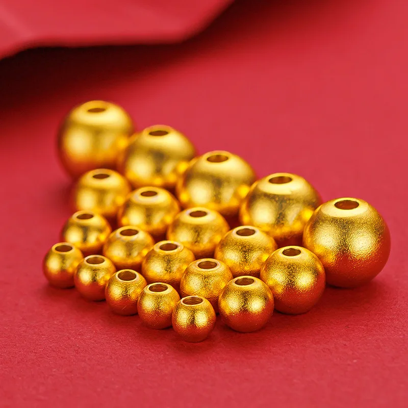 9999 Real Gold 24K Ancient Gold Sandblasting Small Gold Bead Transfer Bead 3D Ancient Bead DIY Bracelet Small Accessories