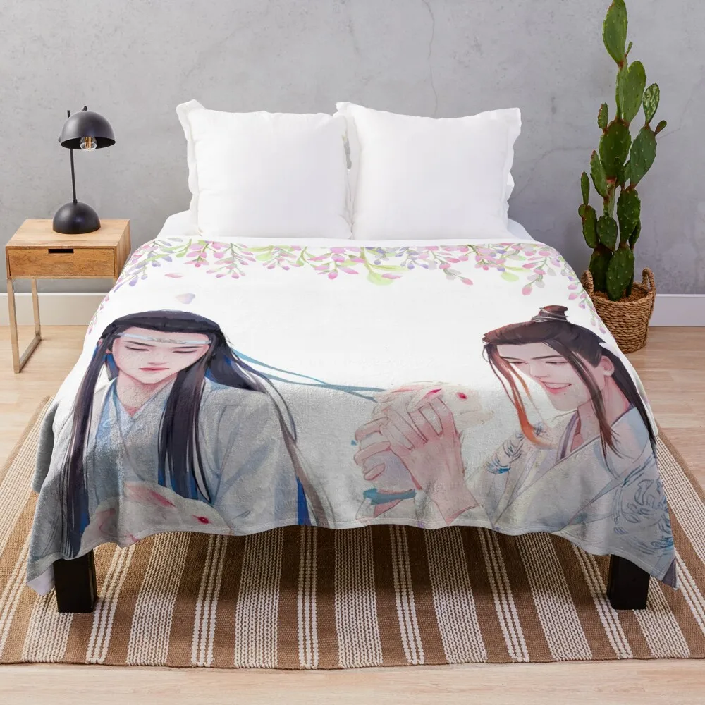 

Wangxian in Gusu lan with his rabbits Throw Blanket Flannels Soft Big Decorative Sofa heavy to sleep Blankets