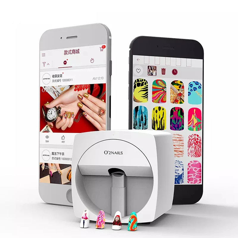 

O2nails AI intelligent digital mobile nail printer V11 target for salon use CE.FCC RoHS approved