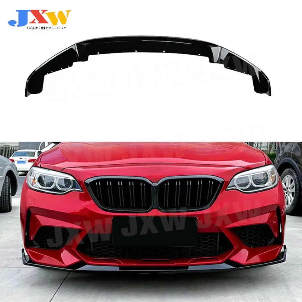 

ABS Carbon Look Three-section Front Lip Chin Spoiler for BMW 2 Series F87 M2 2016-2021 Gloss Black Front Bumper Lip