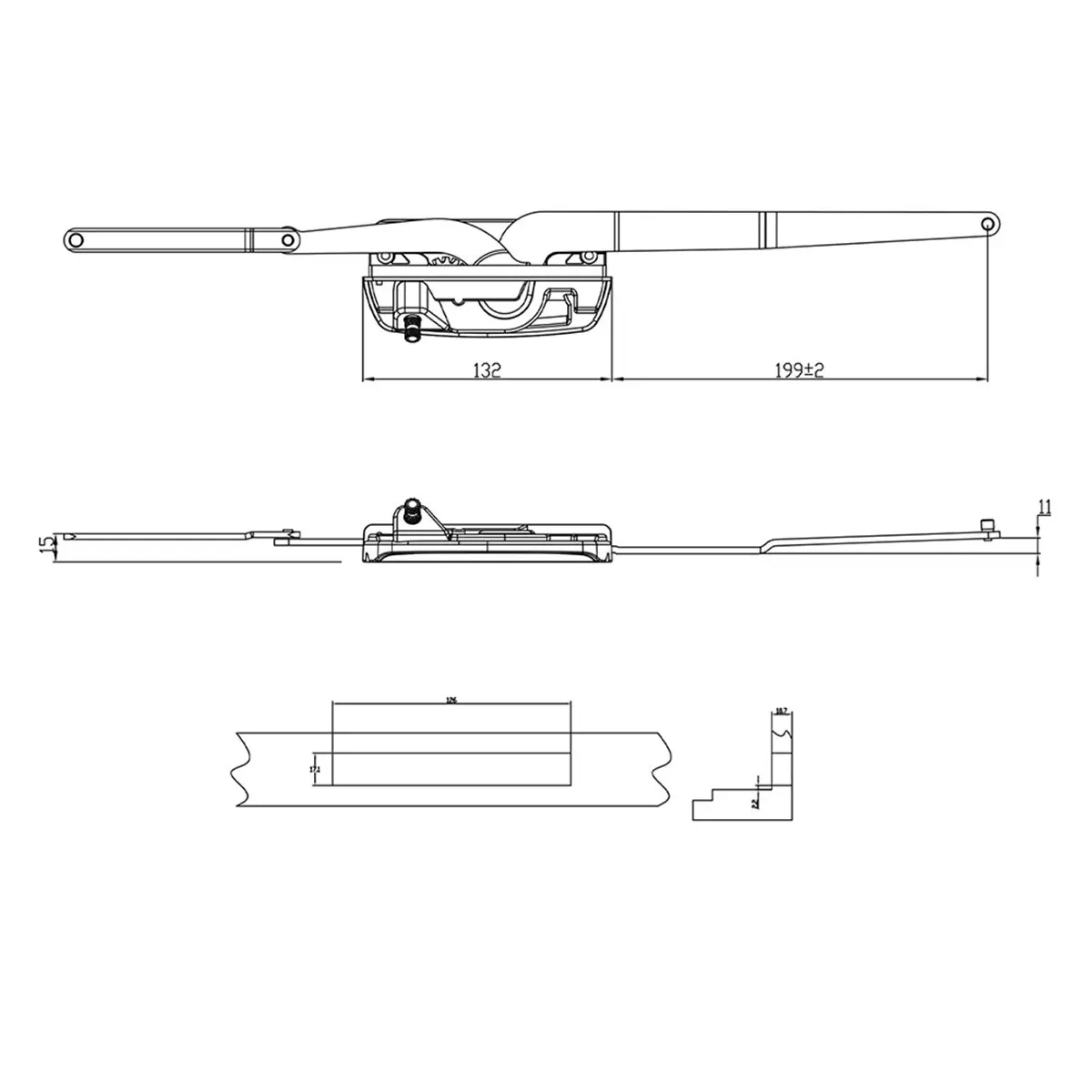 DT38 Manual Casement Window Opener, Dual Arm Crank Handle Window Operator, Heavy Duty Casement Window Opening Hardware