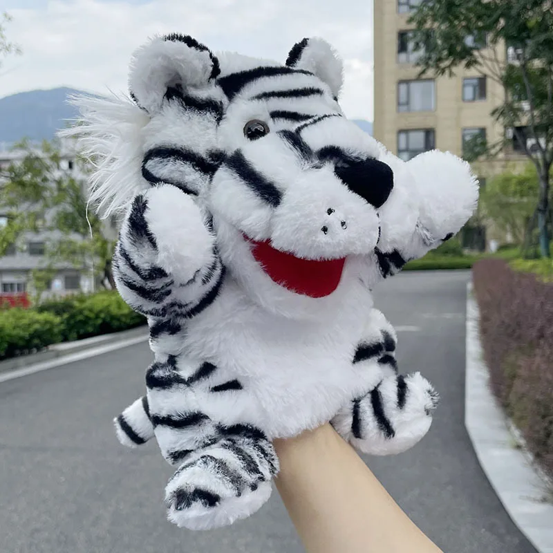 New Plush Toy Mouth Opening Dog Animal Glove Lion Tiger Elephant Kindergarten Storytelling prop Gift T3