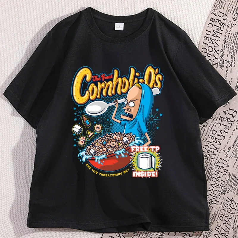 Men T-shirt Funny Beavis & Butthead T-shirts Cool Cotton Short Sleeve Round Neck Printed Tshirt Cartoon Menswear Clothing Y2k