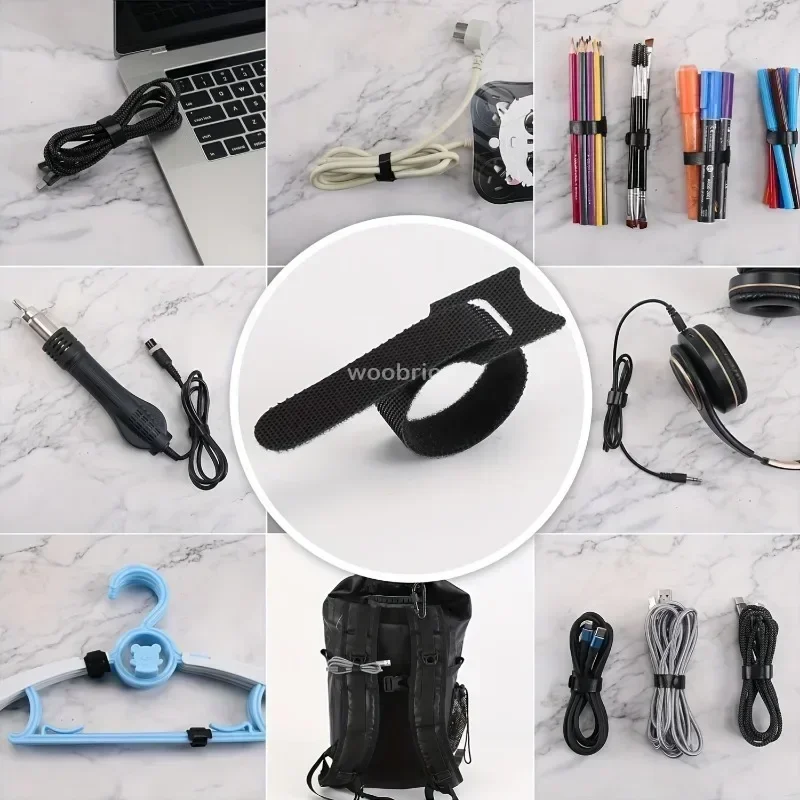 10-100pcs Releasable Cable Organizer Ties Mouse Earphones Wire Management Nylon Cable Ties Hoop Straps