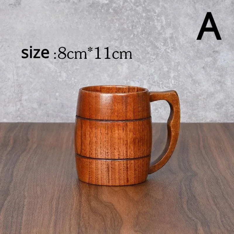 Wooden Beer Cup Retro Big Capacity Tea Water Classic Wood Drinking Mug