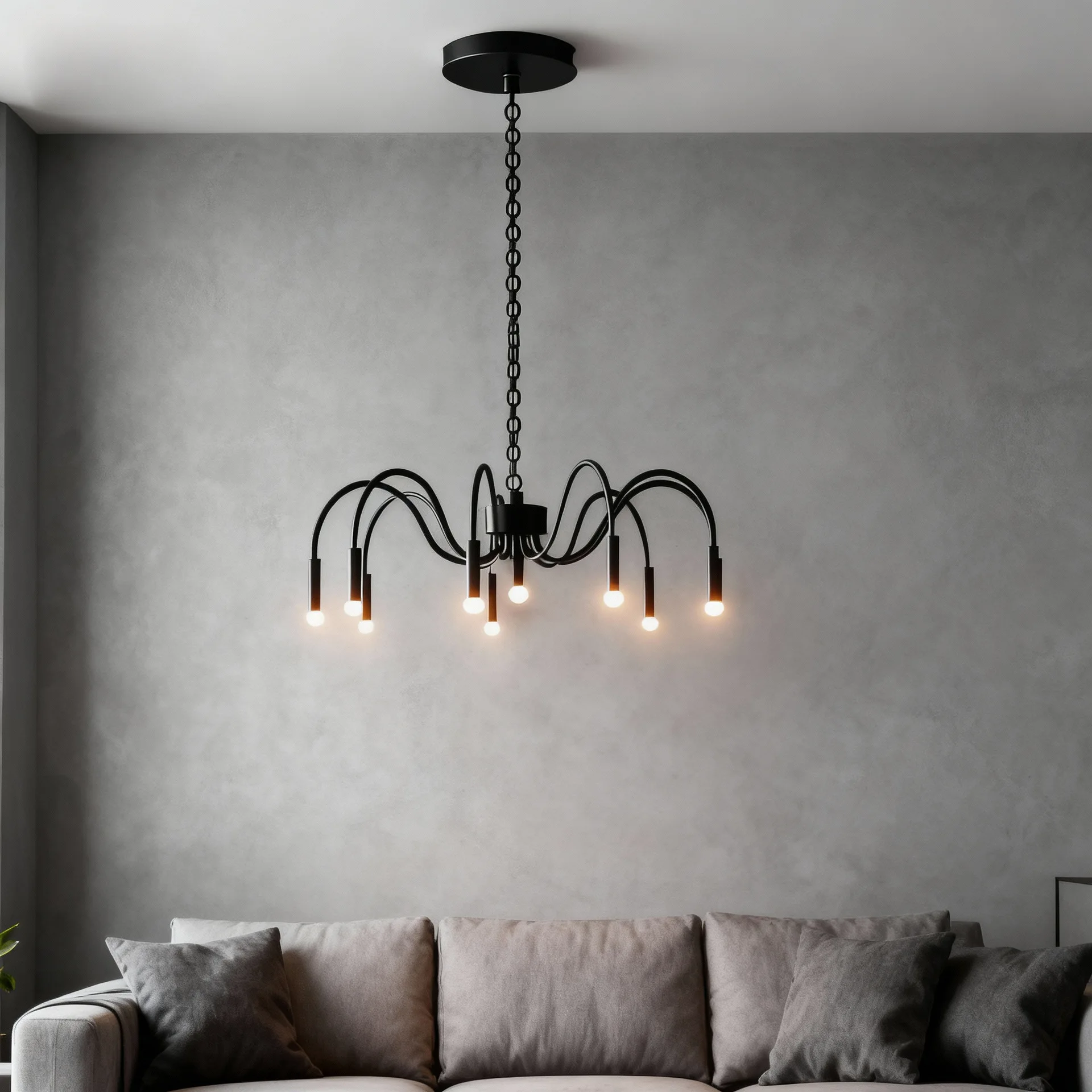 American Minimalist 11-Head Chandelier Light Iron Art Living Room Dining Room Pendant Light Table Kitchen Light E14 Candle Lamp