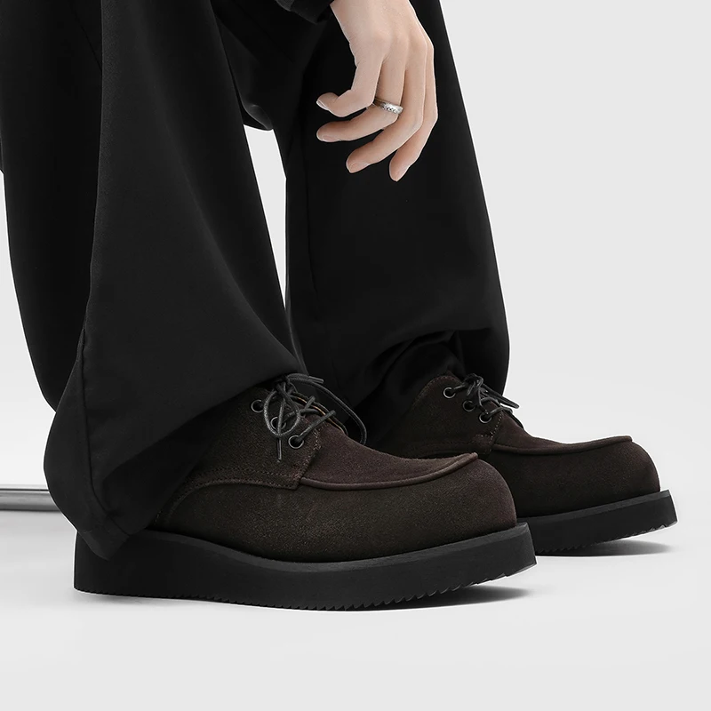 

Luxury Men's Leisure Commuting, Height Increase, Big Head Men's Derby Leather Shoes Winter and Early Spring Styles Satin Face