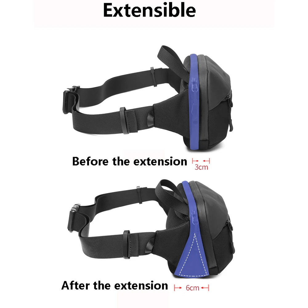 Waterproof Men\'s Fanny Pack Multi-functional Chest Bag Simple Fashionable Shoulder Bag Sports Expandable Messenger Bag