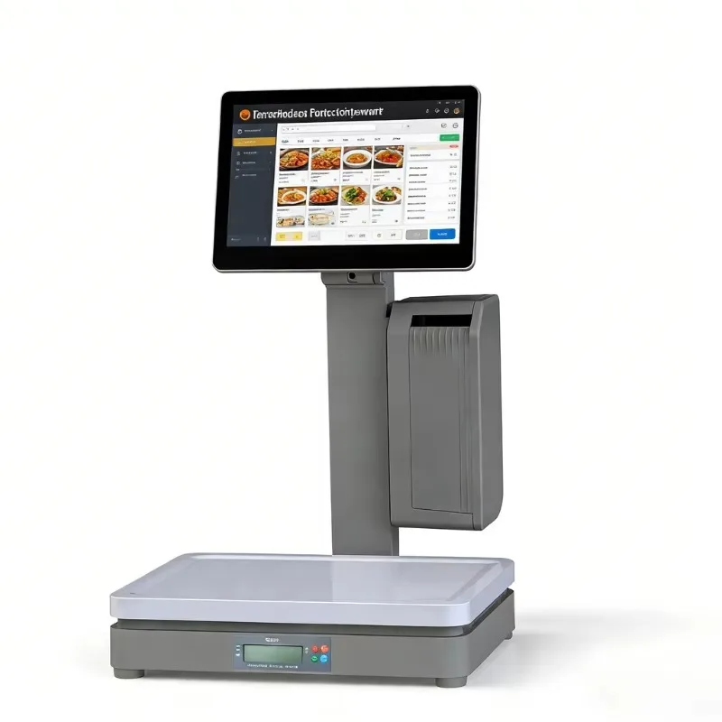 Supermarket Weighing Scale Touch Screen POS System Cash Register Barcode Label Printer AI Recognition Bluetooth