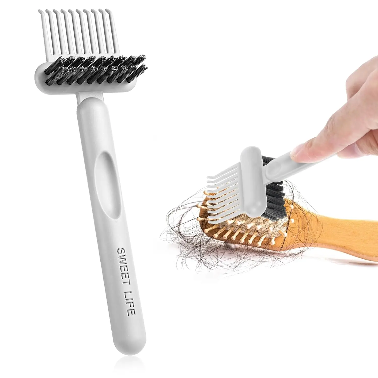 1/2 Stuks Haarborstel Schoonmaken Tool 2-In-1 Kam Reinigingsborstel Kam Cleaner Brush Mini Remover Verwijderen Stof Schoonmaken Levert - afbeelding 1