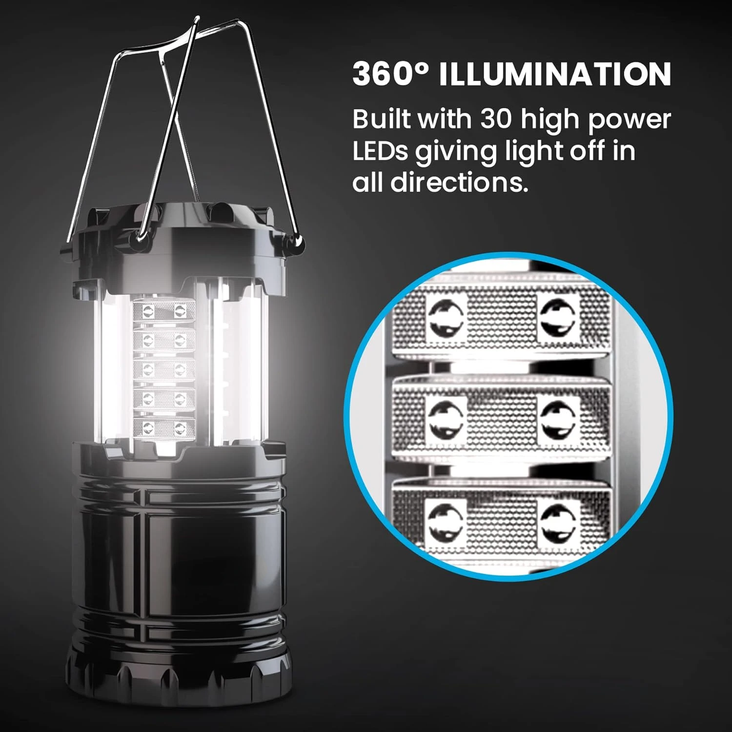 Vont Paquete de 2 linternas LED para acampar, linternas de supervivencia portátiles superbrillantes, imprescindibles durante el huracanes, emergencias, tormentas y cortes
