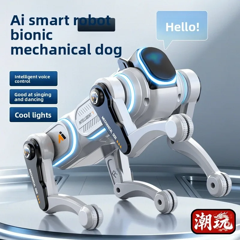 AI Bionic Mechanical Dog Cool Lights Can Sing and Dance Boy Interactive Electric Machine Toy Early Education