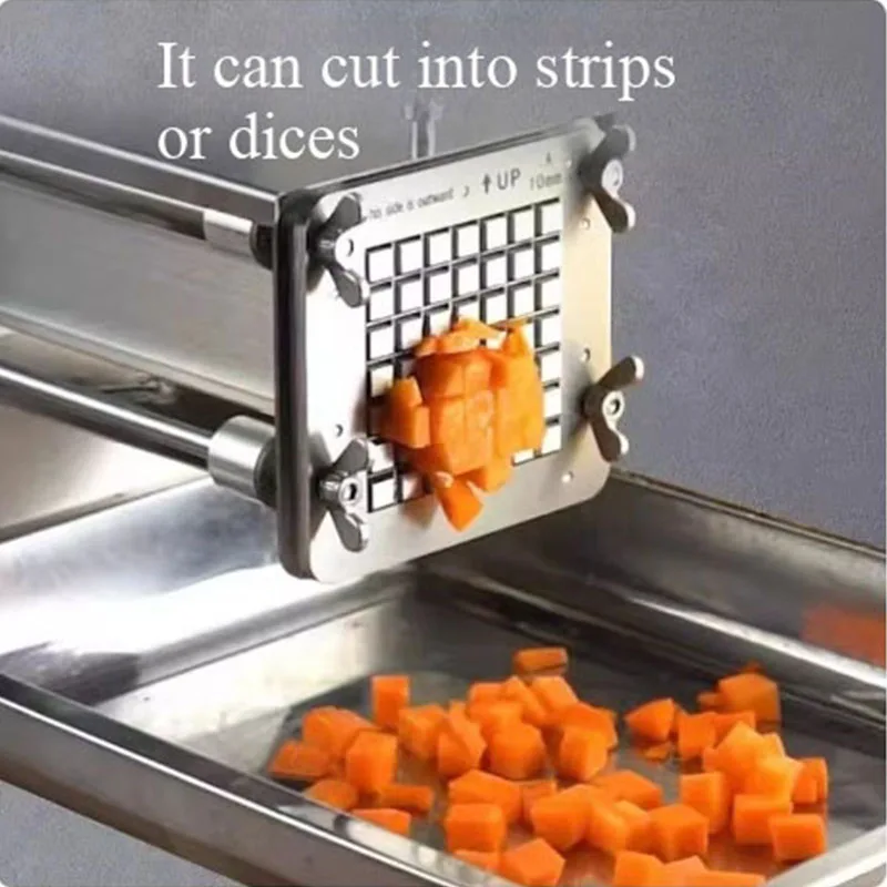Cortadora de patatas eléctrica, máquina comercial automática para patatas fritas, pepino, rábano, lechuga, patata dulce, rebanadora de tira larga