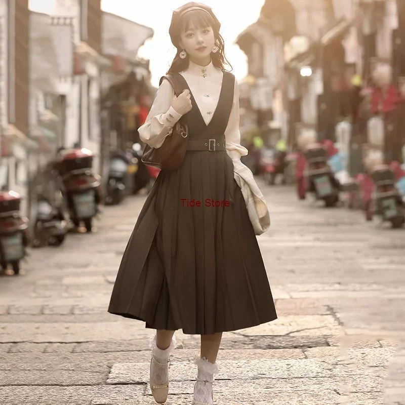 [Autumn Whispers]Chinese Style Han Element Embroidered Scarf Woolen Coat Set Lolita Overall Dress Daily Clothings