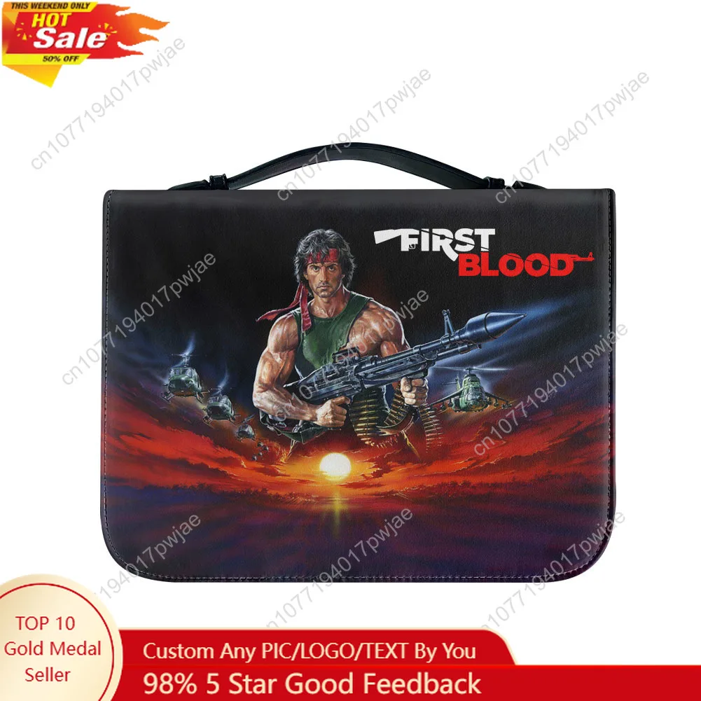 

John Rambo First Blood Movie Bible Bag Christian Gifts Personalized Cover Bible Pack Waterproof Leather Bag Pockets Package Case