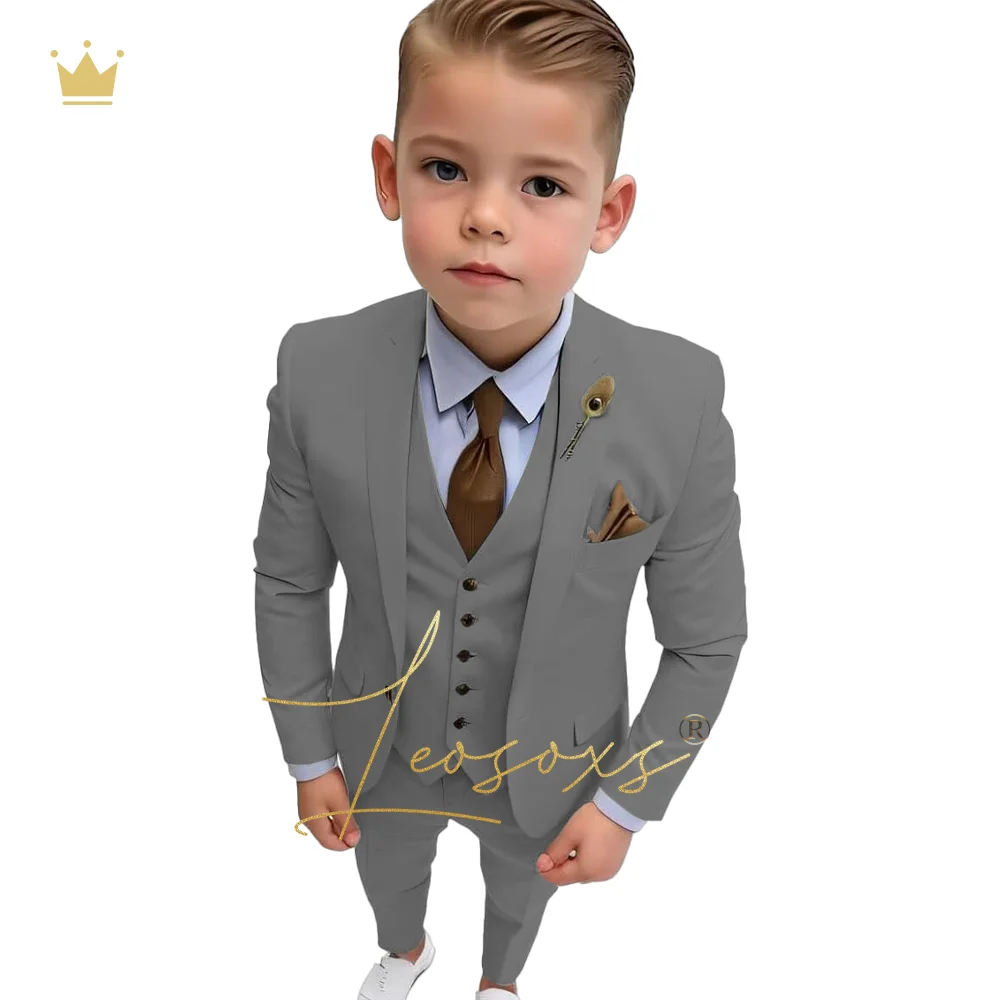 Boys ivory formal suit 3 piece suit, custom made children single breasted notch lapel suit, boys wedding party birthday suit