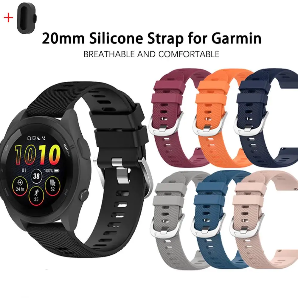20 mm Original-Silikonarmband für Garmin Forerunner 165 Music 245 55 158 168 645/Vivoactive 6 5 3/Venu 2 Plus/VivoMove Uhrenarmband