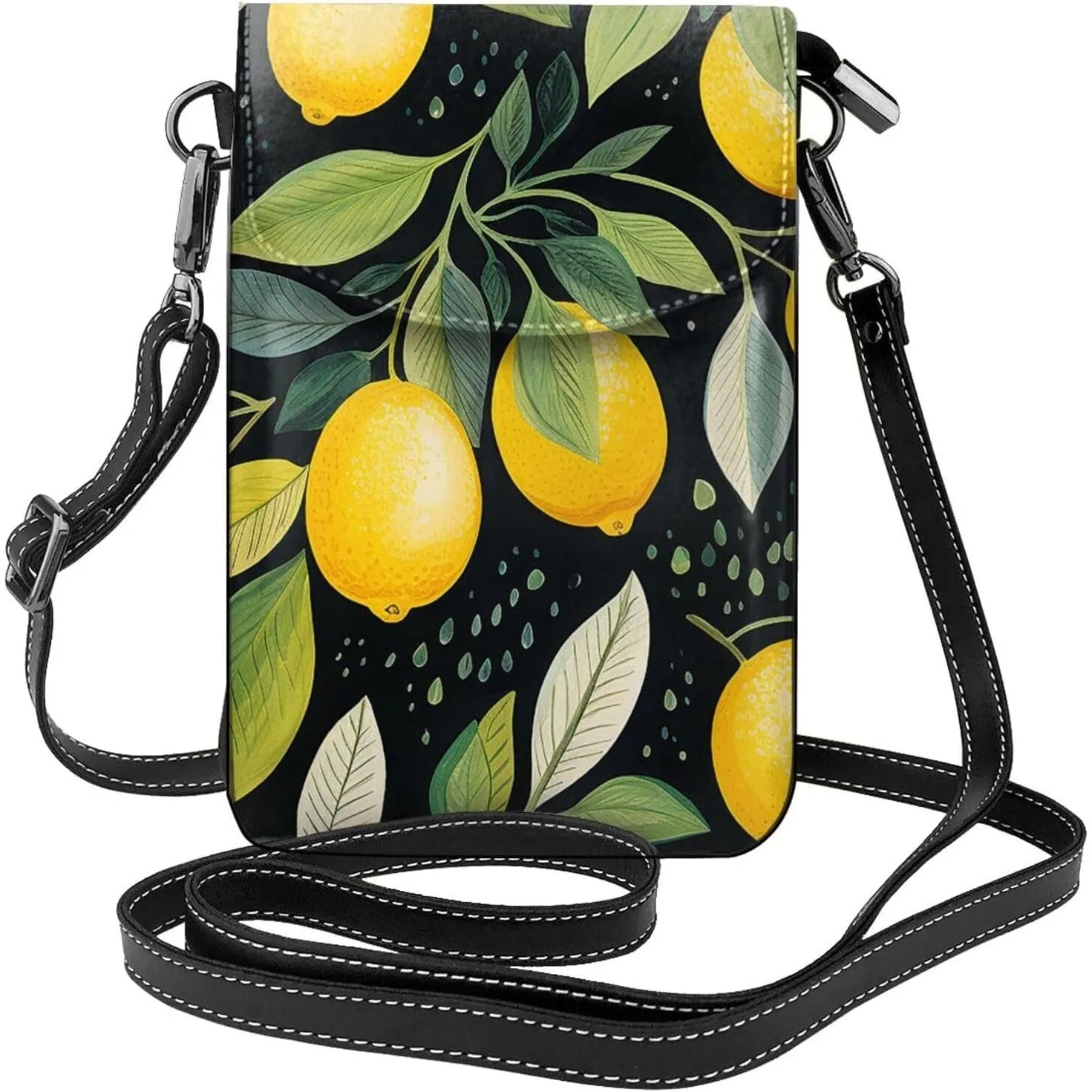 

Vintage Lemons Crossbody Bag for Women PU Leather Small Travel Cell Phone Pouch Lightweight Mini Phone Purse Wallet Cross