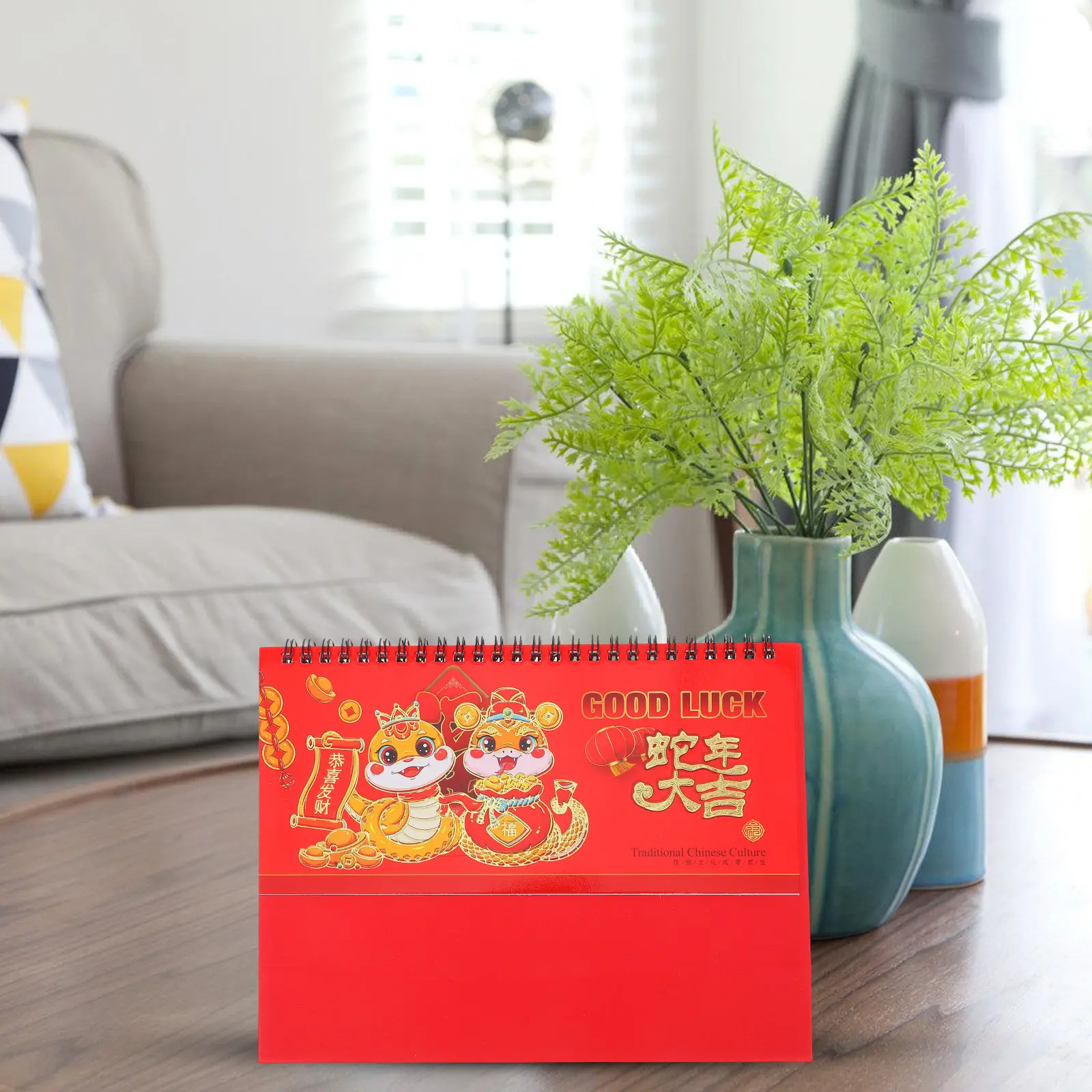 

2025 Chinese Style Desk Calendar Standing Flip Desk Planner Monthly Year of The Snake Daily Schedule Freestanding New Year