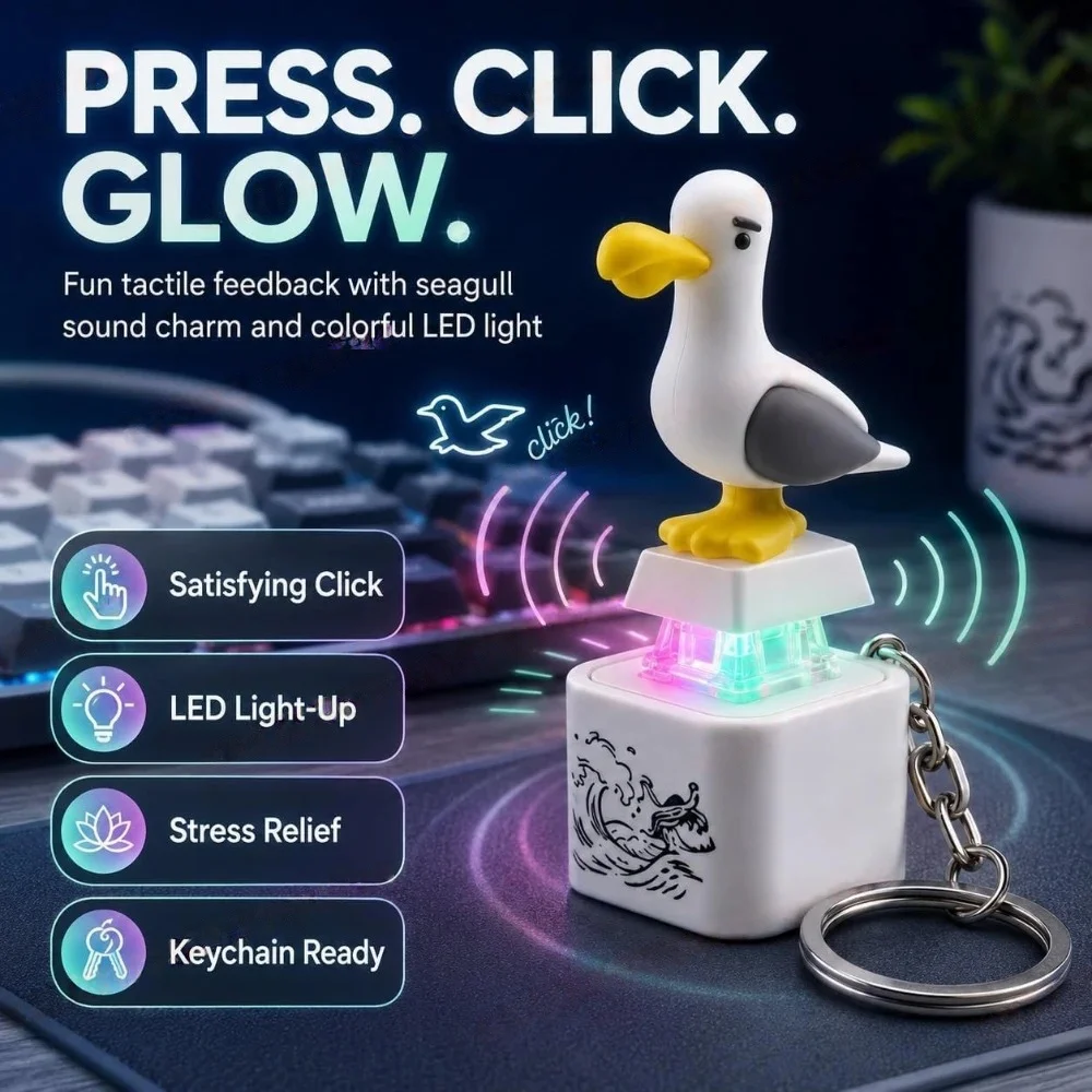 Mine Seagull Keychain Mine Bird Voice Keys Voice Button Keychain Creative Little Duck Keychain Decompression Sound Keyrings