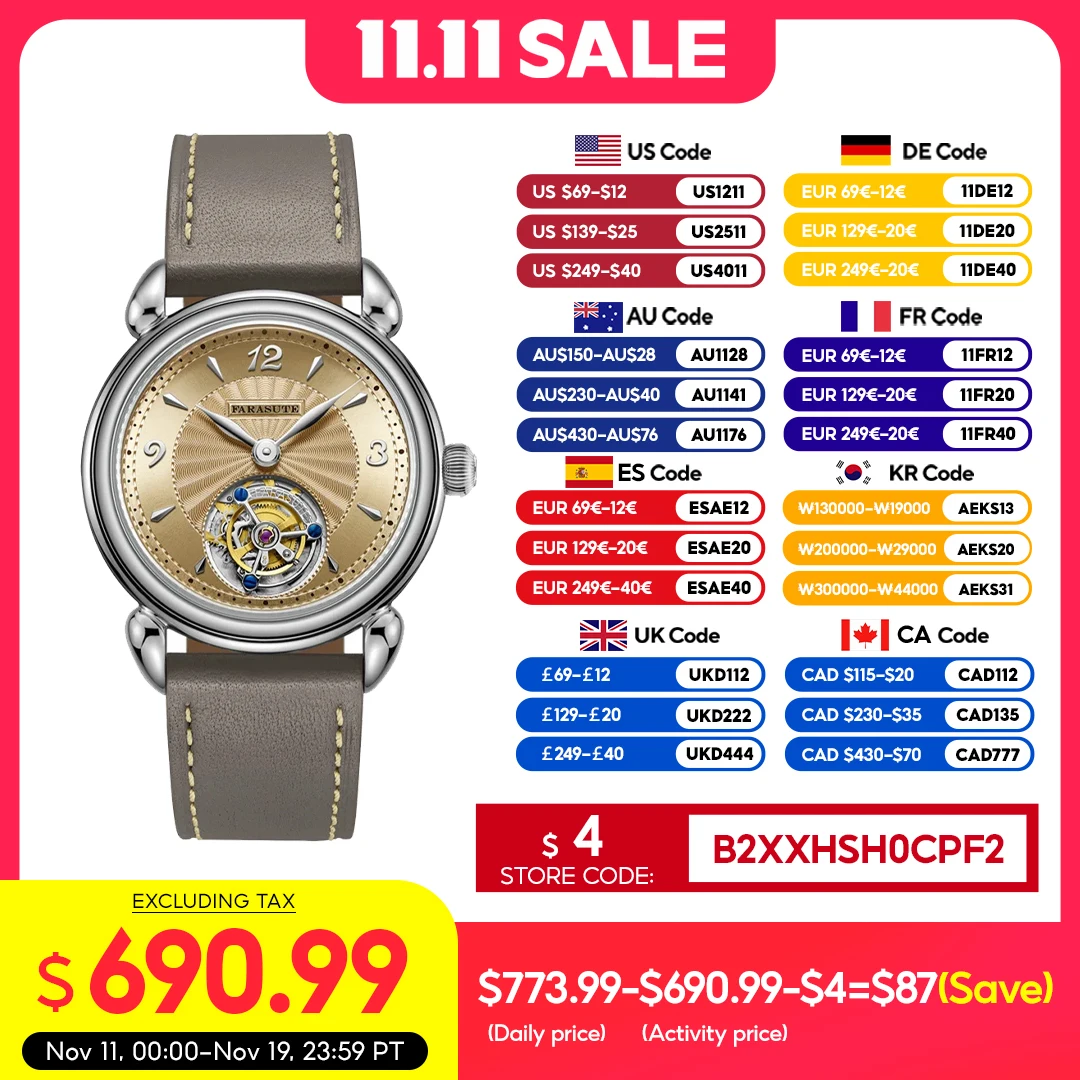 

FARASUTE Tourbillon Sports Watch Men Luxury Watch Peacock Tourbillon Movement Sapphire Stainless Steel Waterproof Watch Relogio