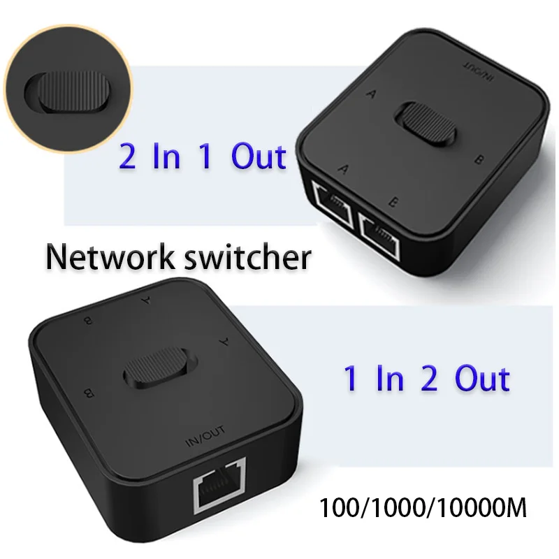 Internet Splitter 2 in 1 out/1 in 2 out Game RJ45 Switch Gigabit Network Switch Ethernet Cable Extender RJ-45 LAN Adapter HUB