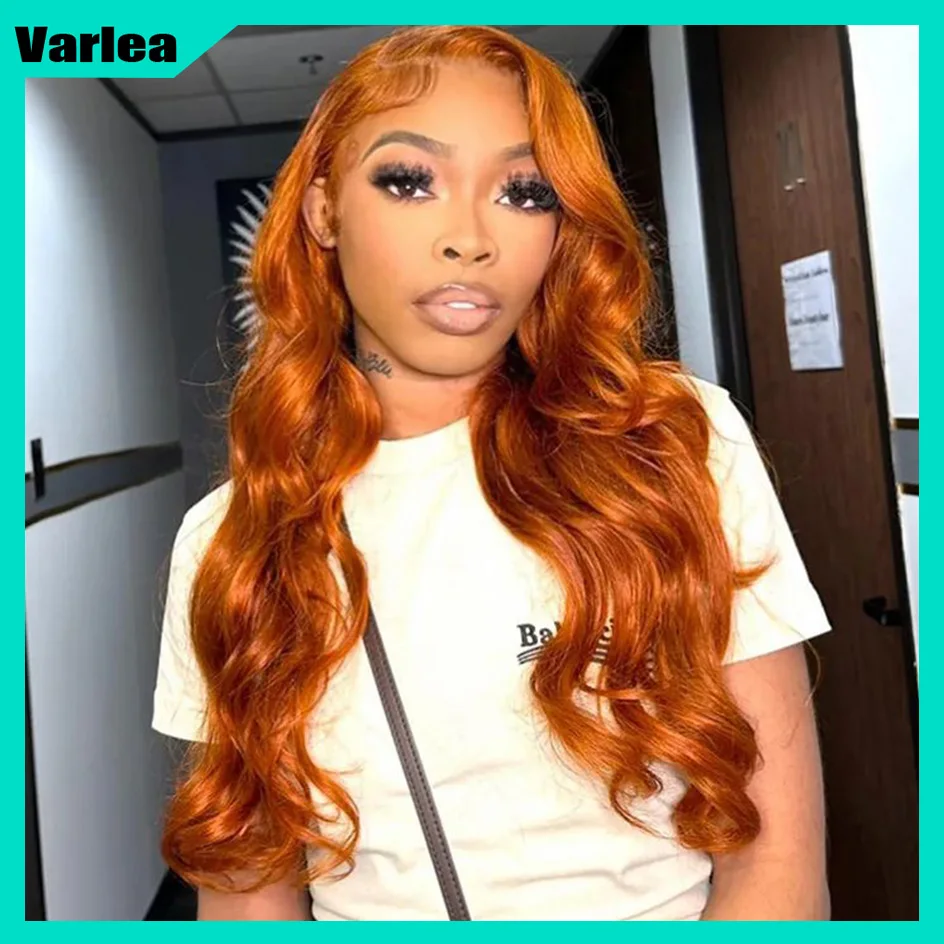 Varlea 200% Density Body Wave Lace Front Wig 13x6 Ginger Wig Human Hair 13x4 Colored 350 Loose Body Wave Orange Wig For Women