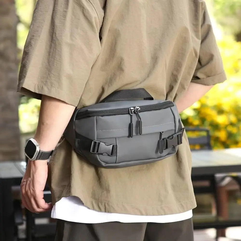 

Simple Multi-function Men Chest Bag Lightweight Solid Color Fanny Phone Pack Waterproof Large Capacity Running Waist Bags Women