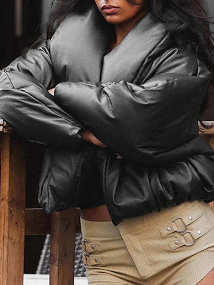 Vintage Parkas for Women Fashion Casual Long Sleeve Parkas Solid Loose Turn Down Collar 2025 New Autumn Winter Parkas