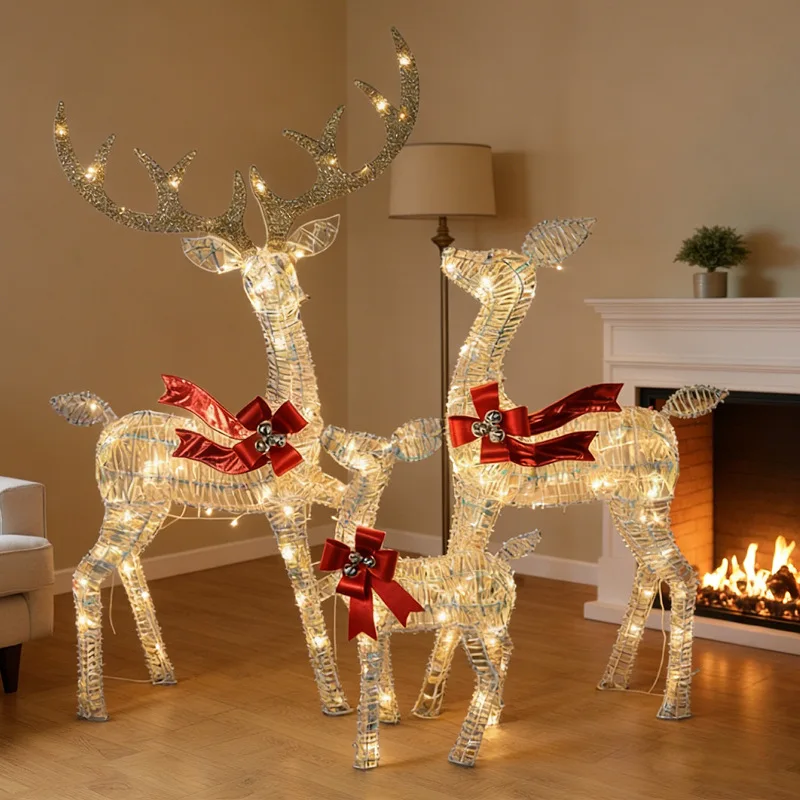 A new 2026 Symphony Christmas Deer Set Christmas Window Hotel Supermarket Holiday Decoration Ornament