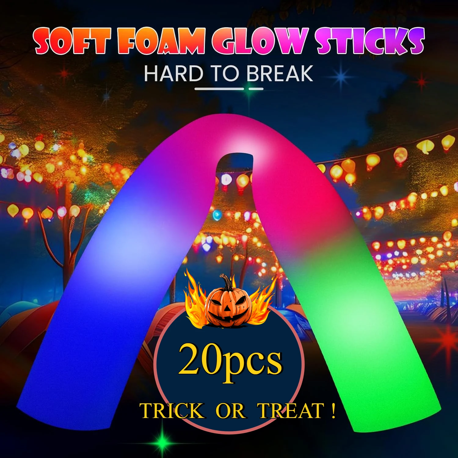 

20 шт. светодиодные пенопластовые палочки - мигающие светящиеся палочки, товары для вечеринок, светящиеся палочки-дубинки для детей, рейв, день рождения, Хэллоуин, Рождество,