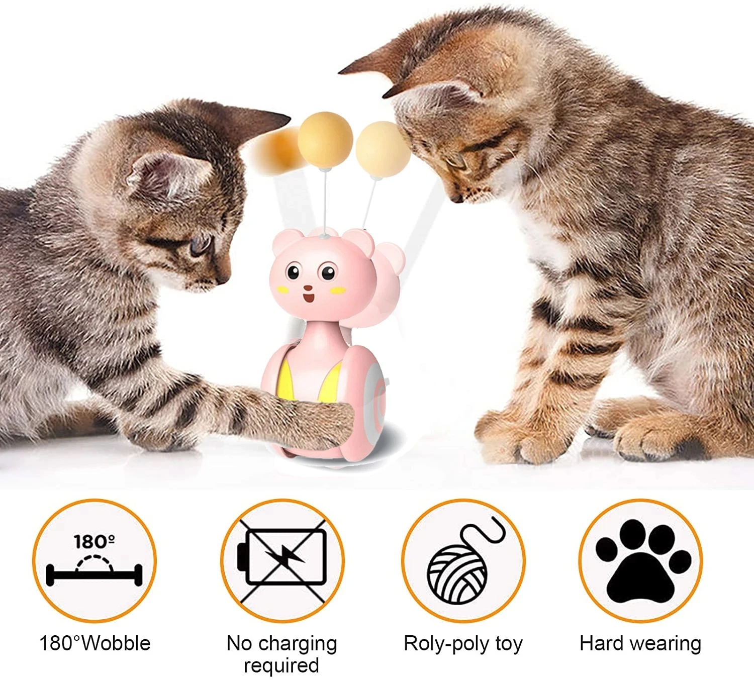 Cat Interactive Feather ของเล่นสัตว์เลี้ยง Bumbler ของเล่นตลก Interactive ของเล่นแมว Cat Rolling Teaser Feather Wand ของเล่นหมุน Ball