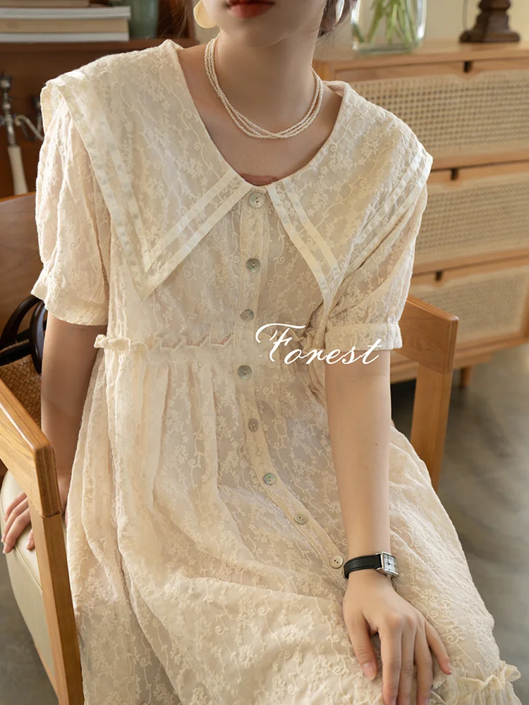 Lamtrip-Unique Full Embroidery Layers Lolita Lace Dress, Forest Mori Girl, Short Sleeve, Loose Dress, Quality, Summer, 2024