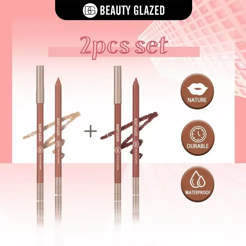 防水性と耐久性のあるマットベルベットリップスティック,化粧品,smudgeプルーフ,2ユニット