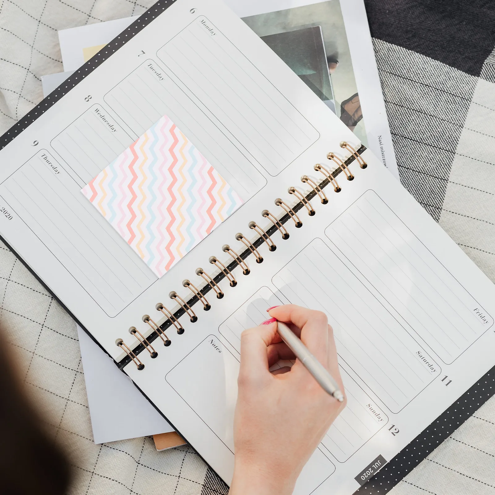 32Pcs Grid Texture Adhesive Notes Decorative Sticky Memo Pads Portable Office School Home to-Do List Reminder Notepaper