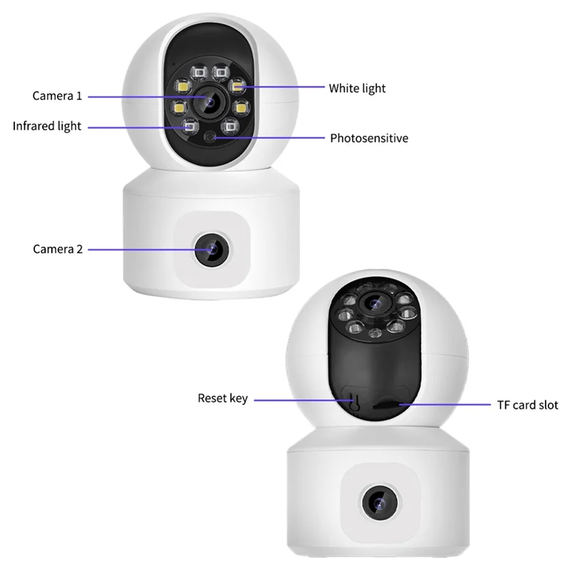 B90B-8MP Dual Lens Wifi IP Camera For Smart Homes, Enhanced Baby Monitor With Color Night Vision And Automatic Human Tracking