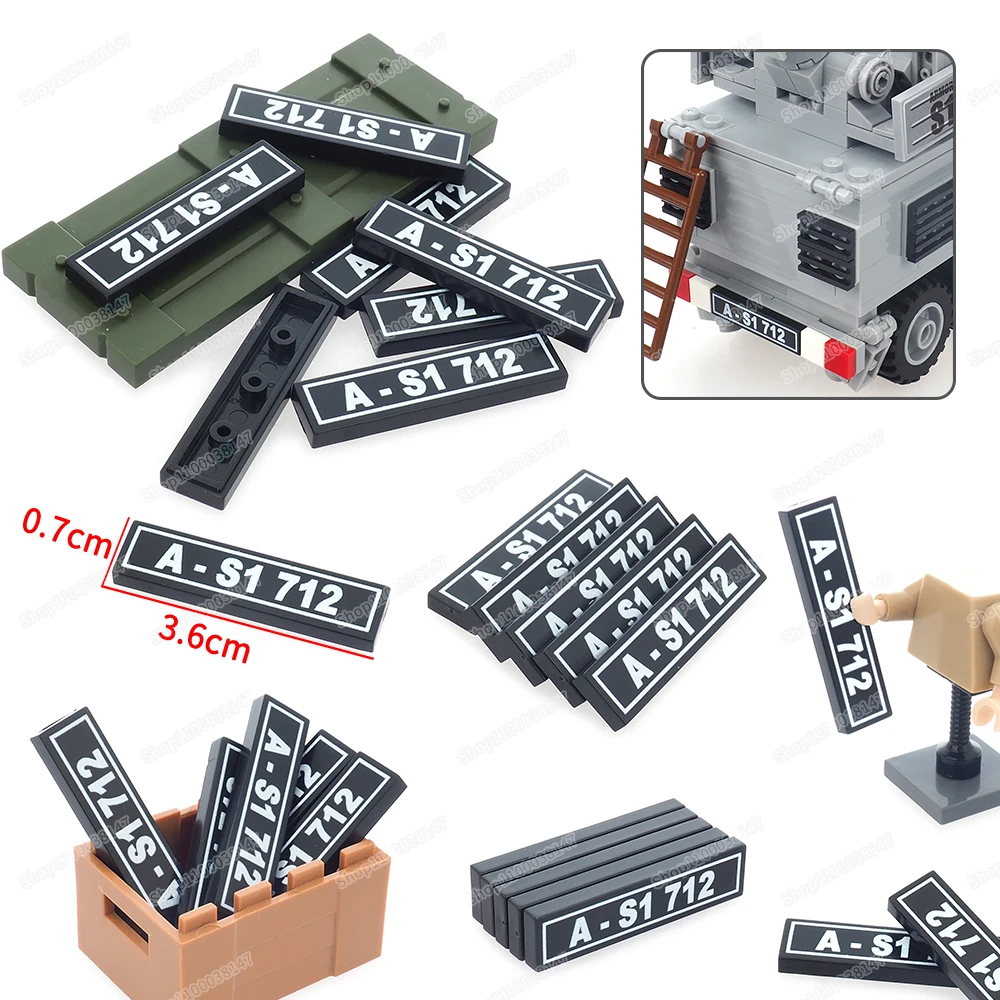 Black License Plate Pattern 2431 Printed A-S1712 Building Block 1*4 Moc City Figures Traffic Car Model Accessories Diy Gift Toy